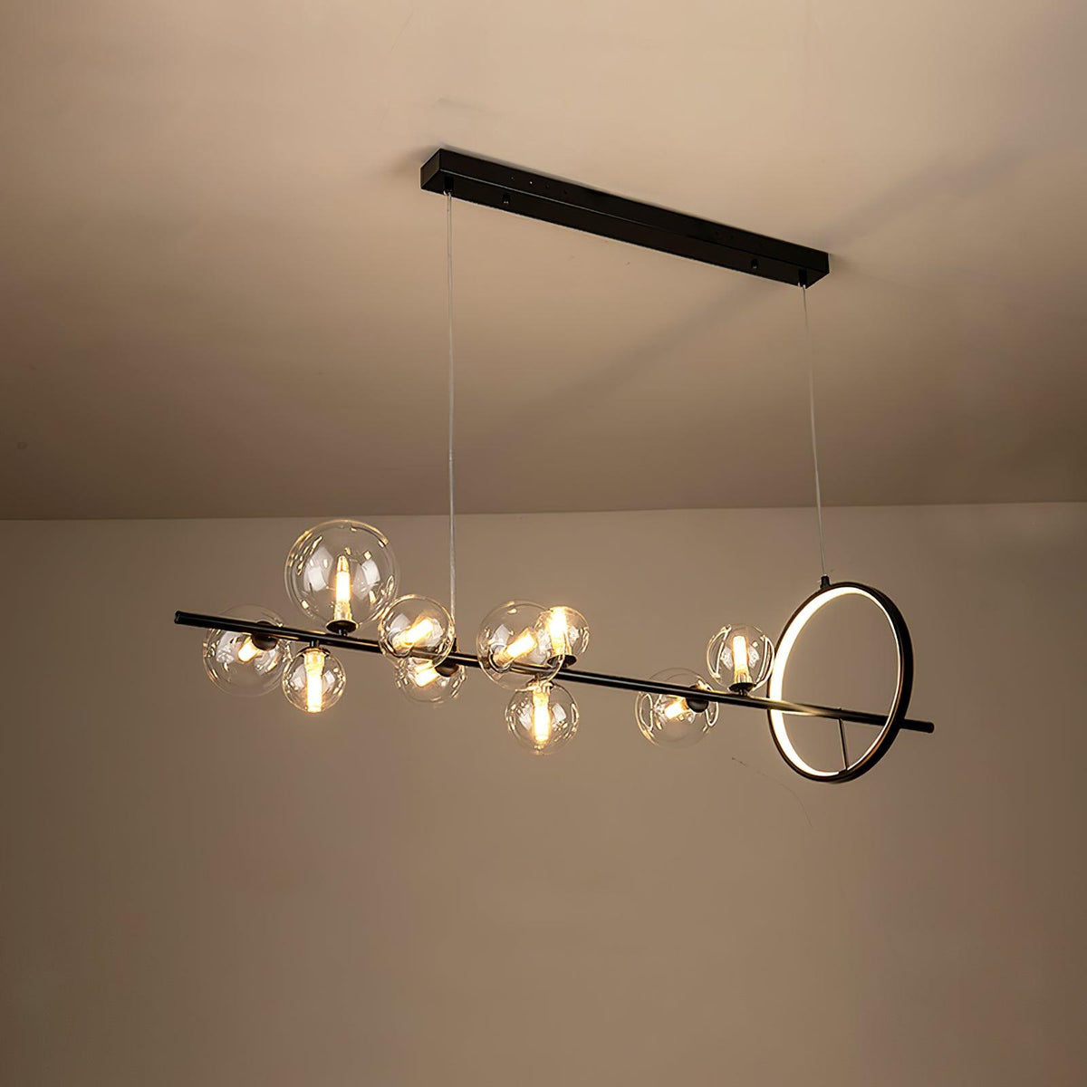 Edvane Chandelier Glass Bubble Nordic Black LED