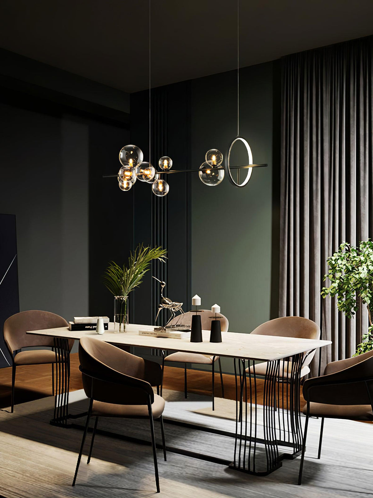 Edvane Chandelier Glass Bubble Nordic Black LED