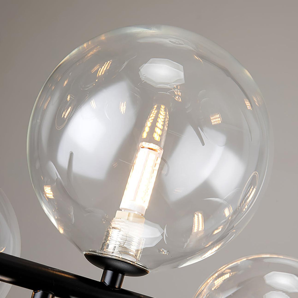 Edvane Chandelier Glass Bubble Nordic Black LED