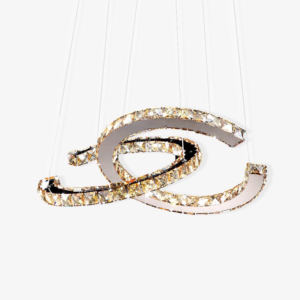 Luxisine Chandelier Crystal Double C Modern Silver 2-Ring