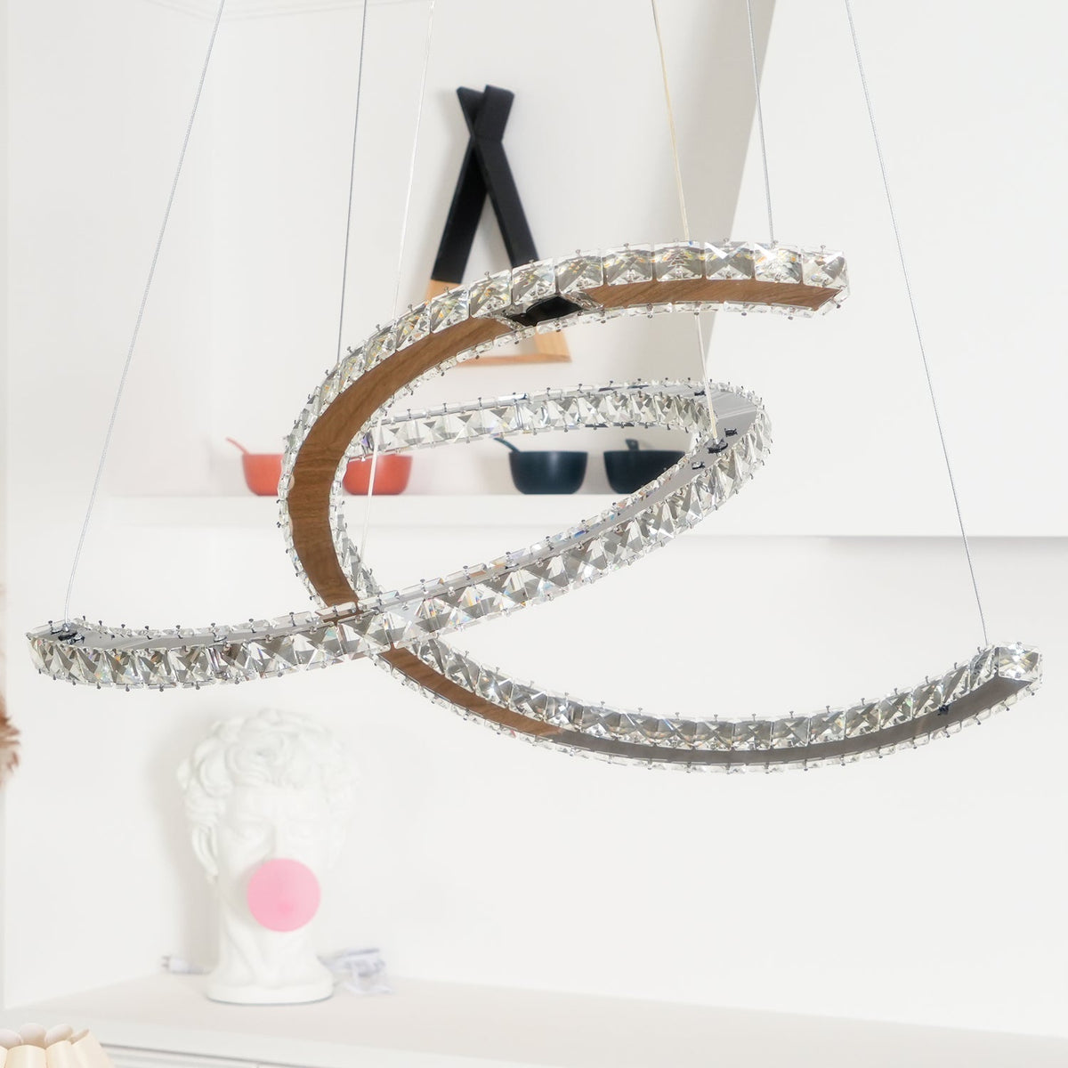 Luxisine Chandelier Crystal Double C Modern Silver 2-Ring