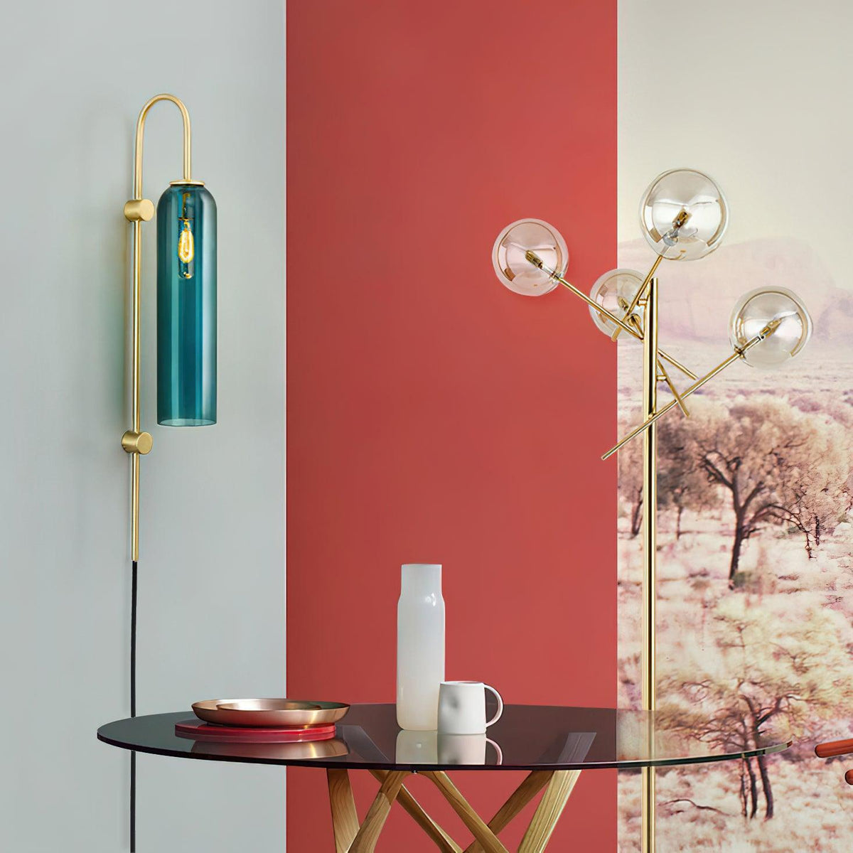 Conrad Modern Glass Plug-In Wall Lamp