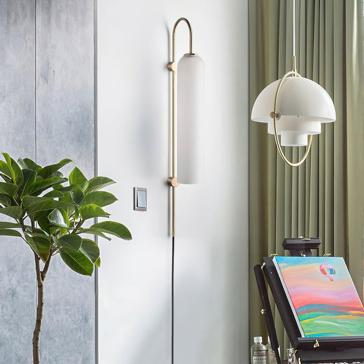 Conrad Modern Glass Plug-In Wall Lamp