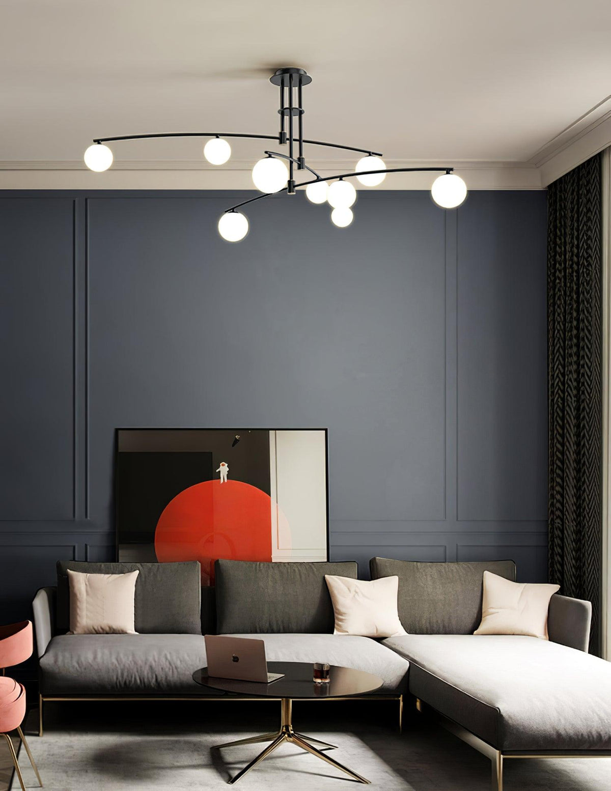 Dluxen Chandelier Long Arm Modern 6-Light