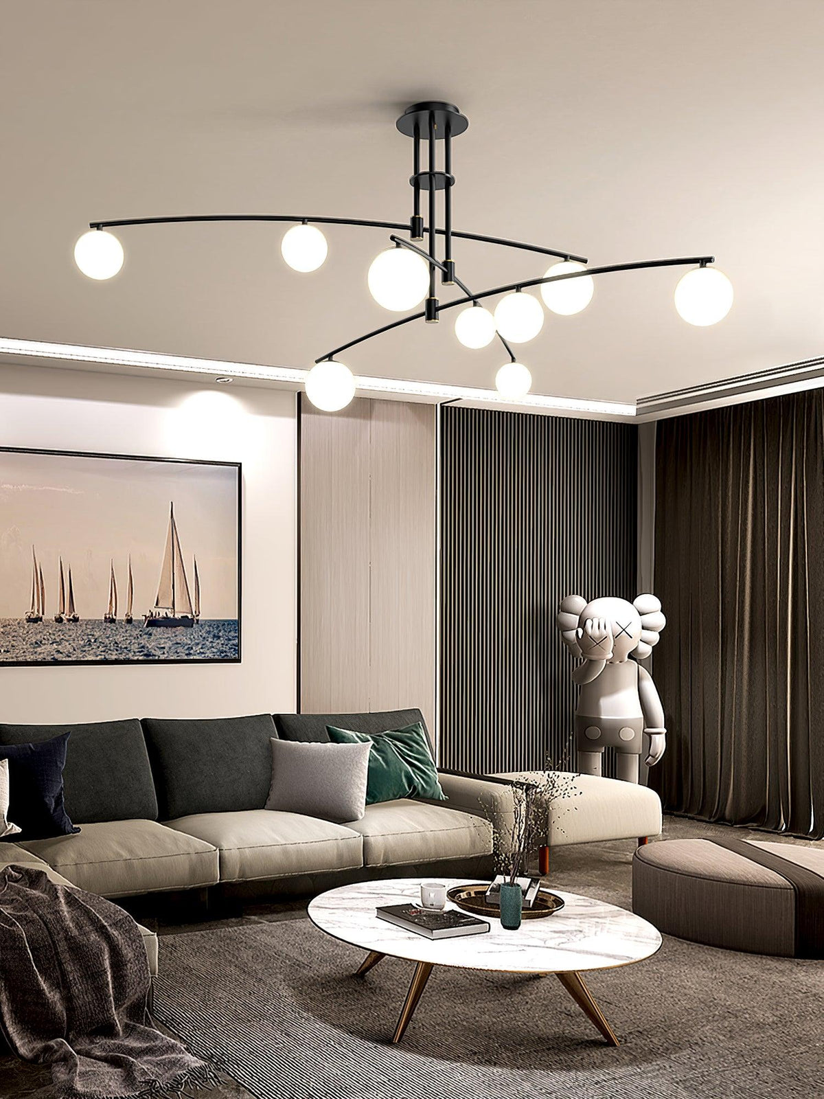 Dluxen Chandelier Long Arm Modern 6-Light