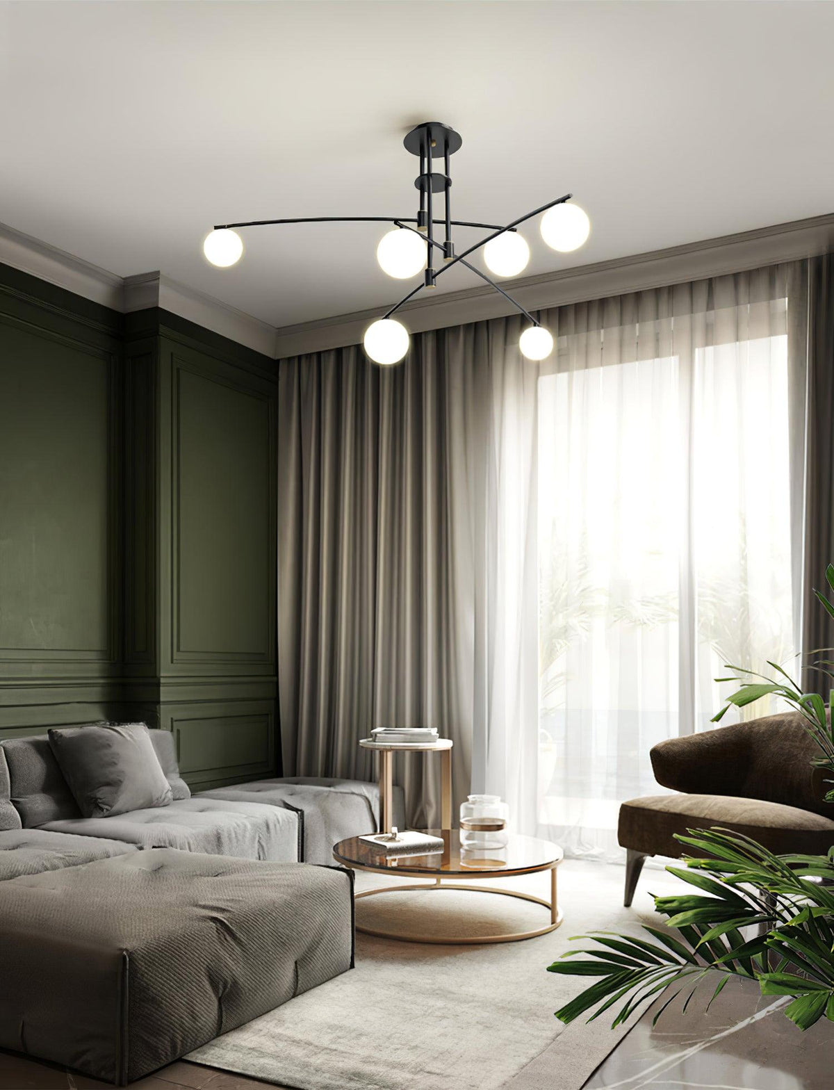 Dluxen Chandelier Long Arm Modern 6-Light