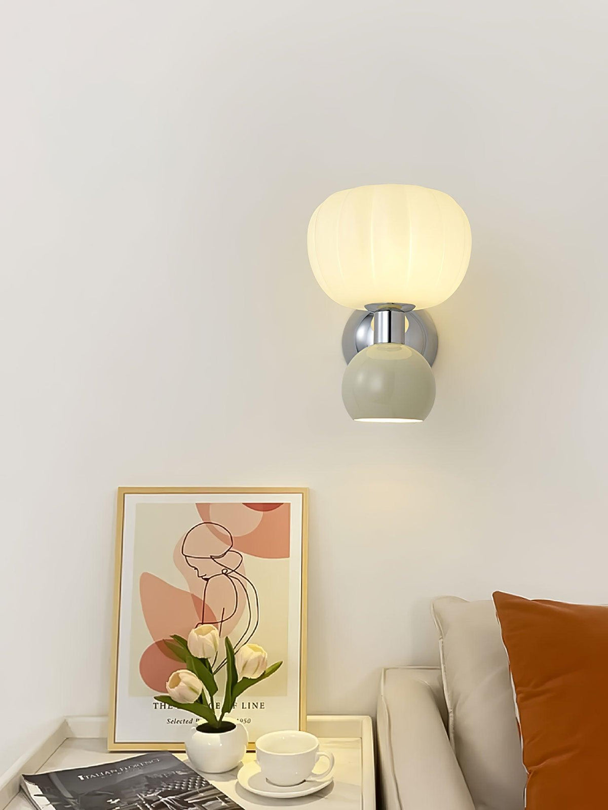 Jorvin Nordic Art Cream Plastic Sconce Wall lamp