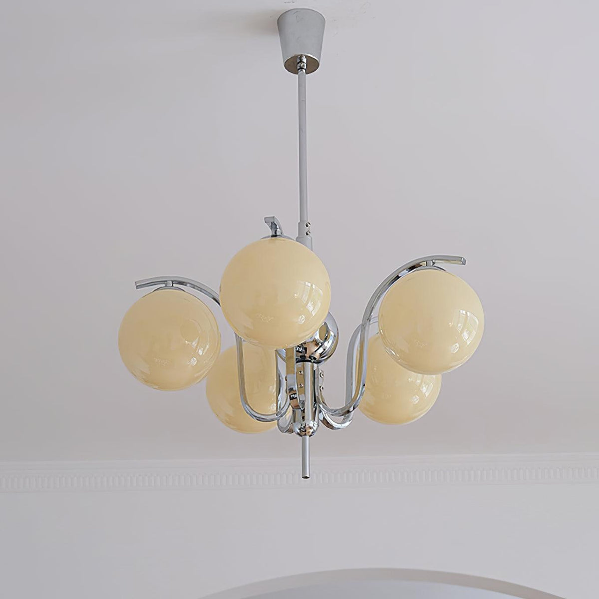 Eiroaria Chandelier Chrome Glass Modo Deco Elegant