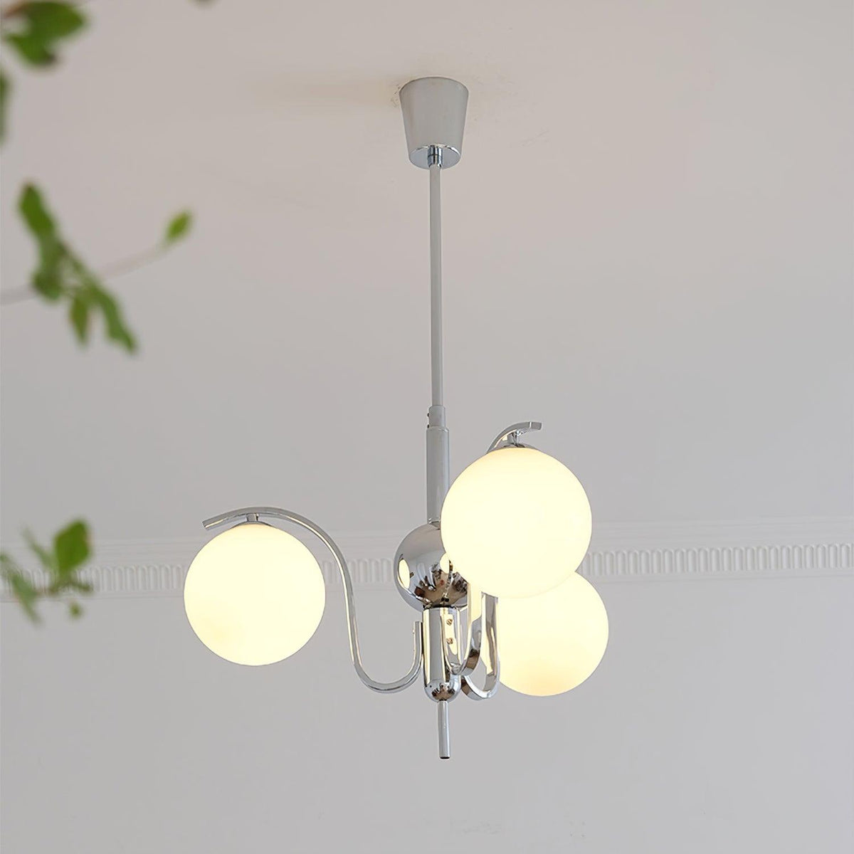 Eiroaria Chandelier Chrome Glass Modo Deco Elegant