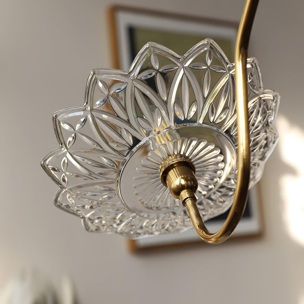 Celareon Chandelier Brass Glass Floral Vintage