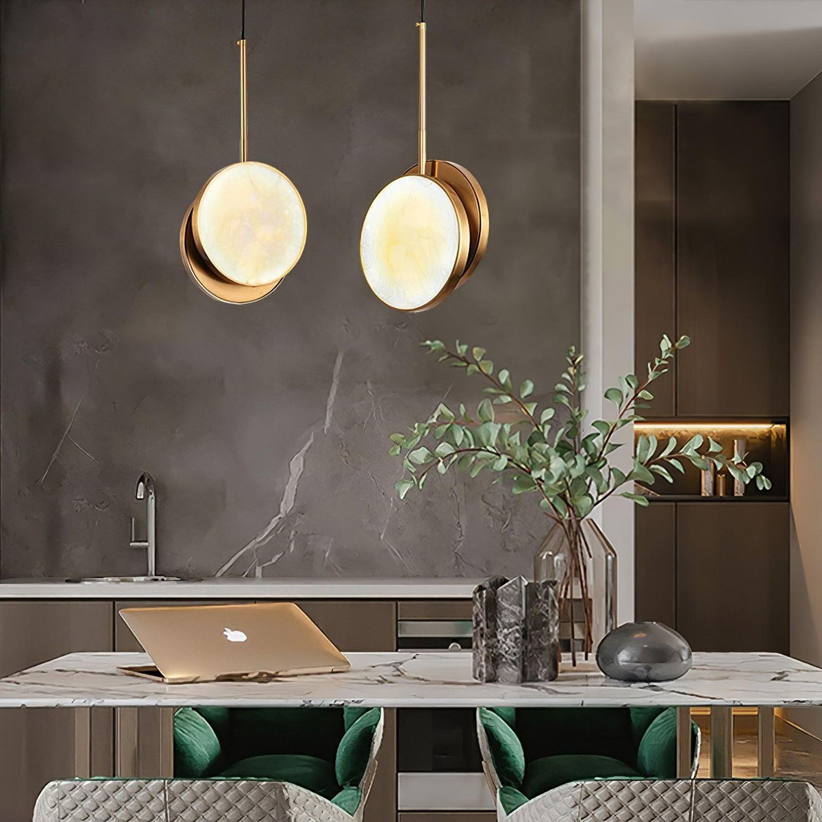 Synoryra Dual Disc Alabaster Pendant Light