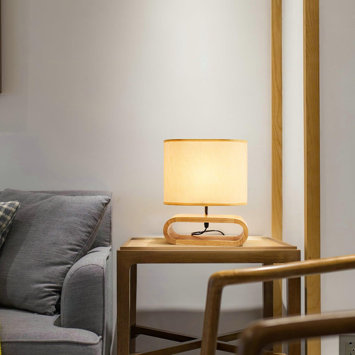 Loop Rustic Wood Table Lamp