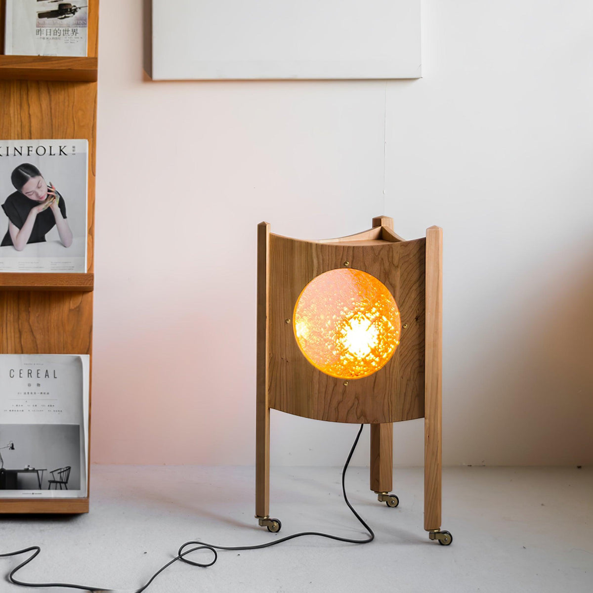 Carvora Wooden Panel Floor Lamp