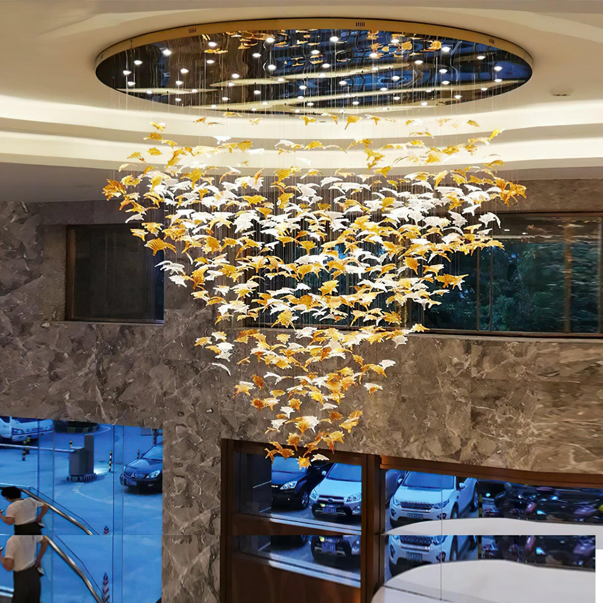 Syraean Multicolor Maple Leaf Crystal Chandelier