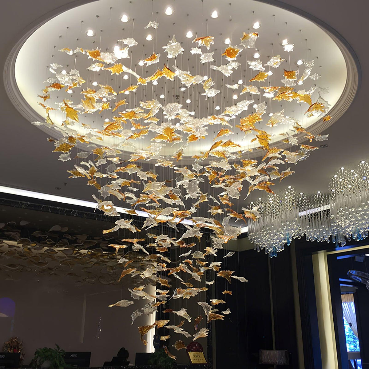 Syraean Multicolor Maple Leaf Crystal Chandelier