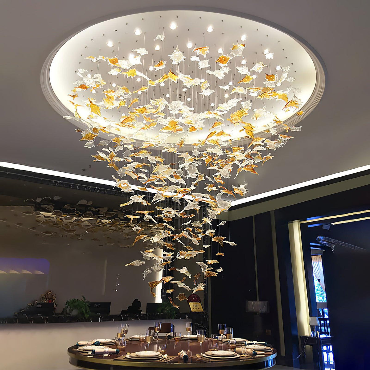 Syraean Multicolor Maple Leaf Crystal Chandelier