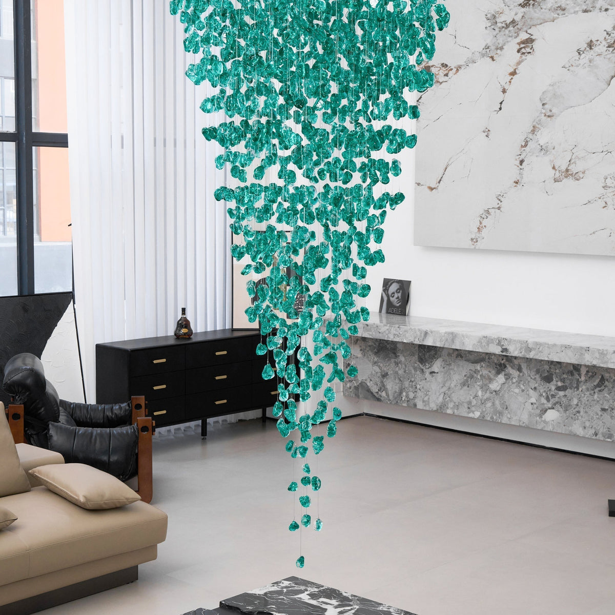 Belora Postmodern Luxury Stone Crystal Chandelier
