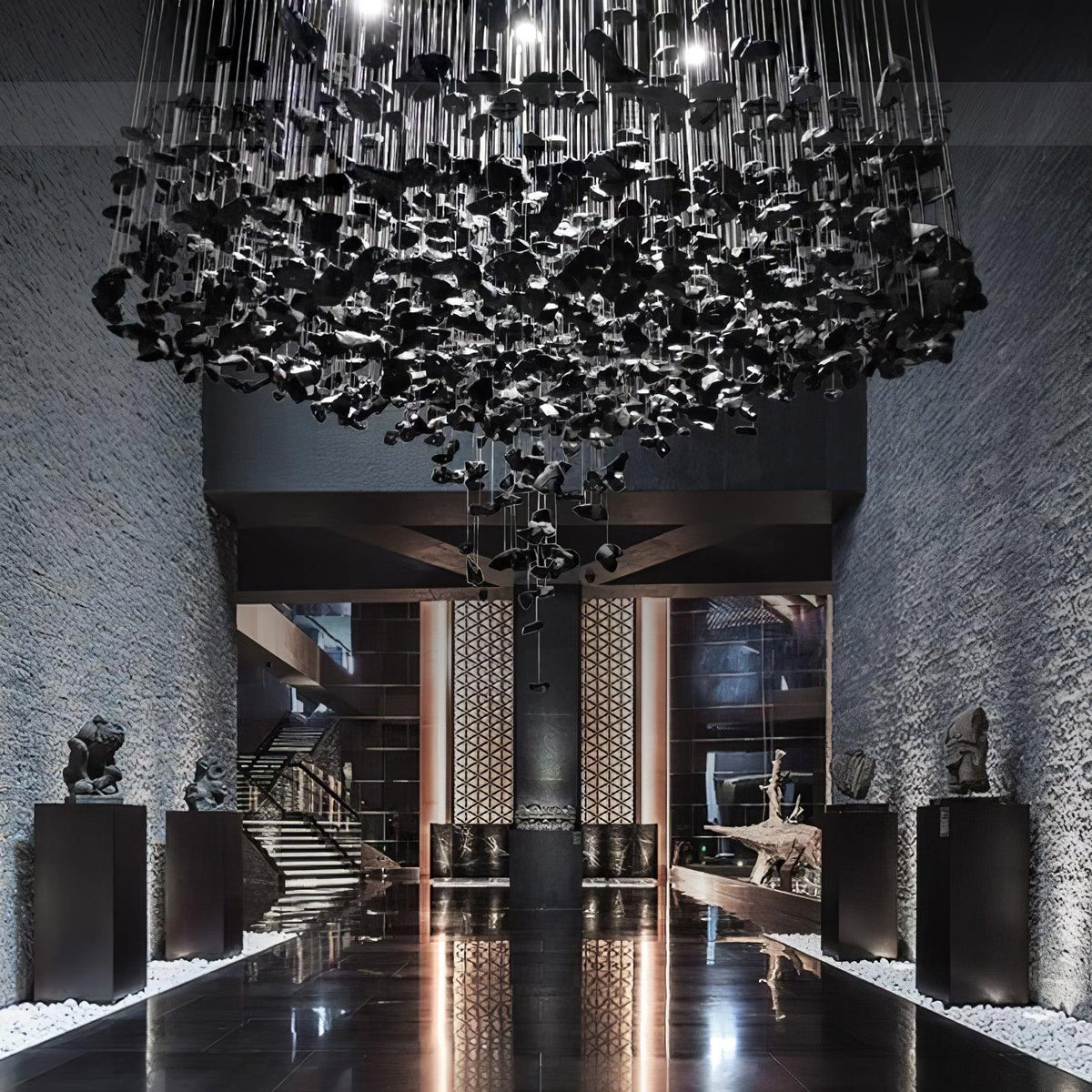Belora Postmodern Luxury Stone Crystal Chandelier