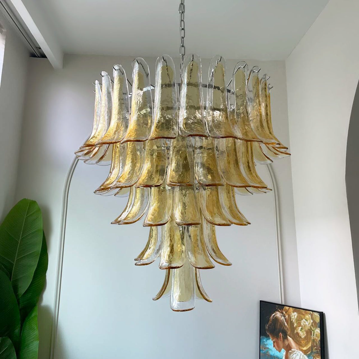 Maelric Amber Glass Petals Chandelier