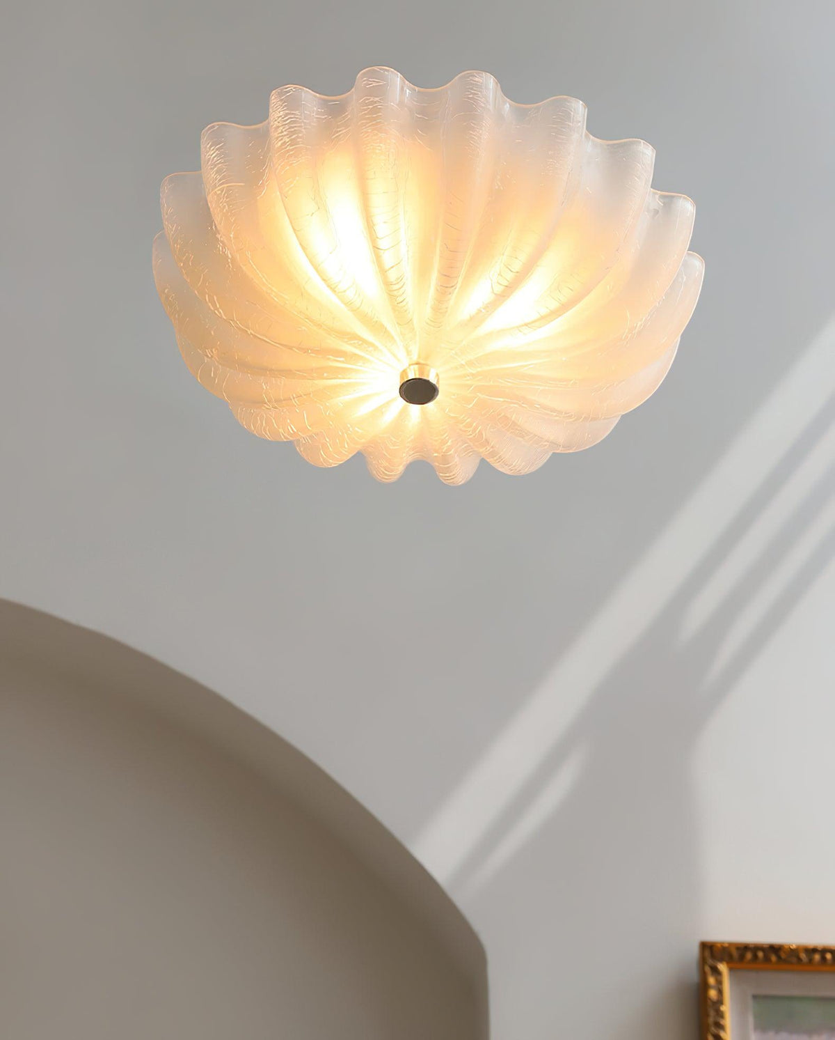 Urelis Ceiling Lamp Murano Blown Glass Shell Inspired