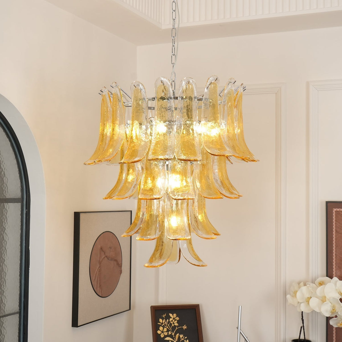 Celiian Chandelier Murano Glass Petals Vintage