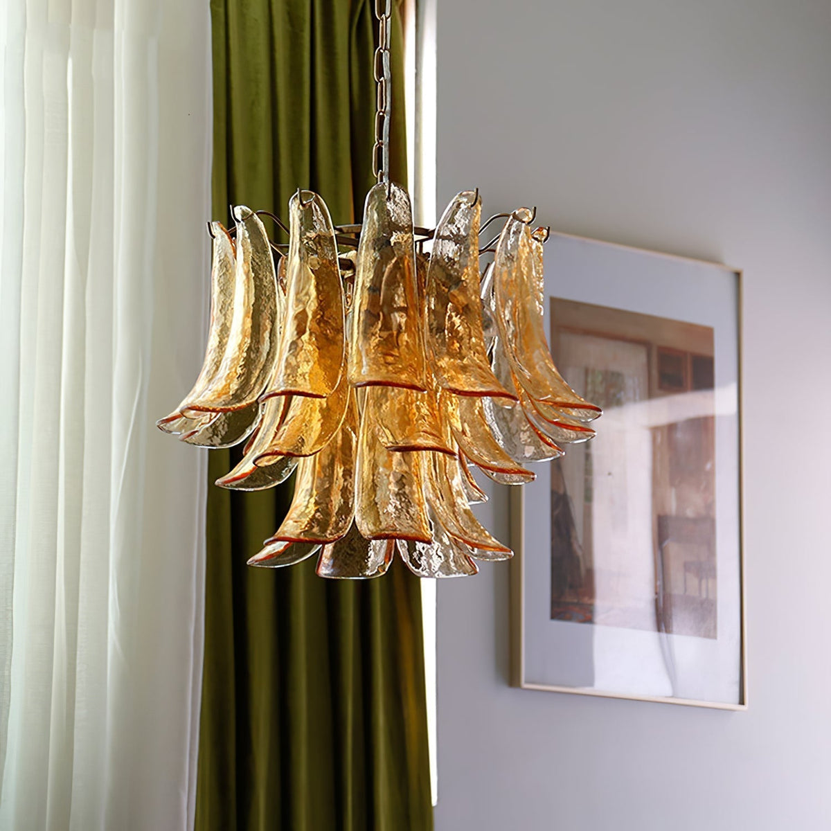 Celiian Chandelier Murano Glass Petals Vintage
