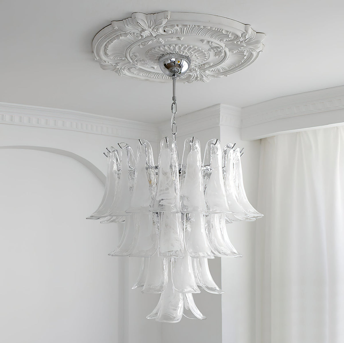 Celiian Chandelier Murano Glass Petals Vintage