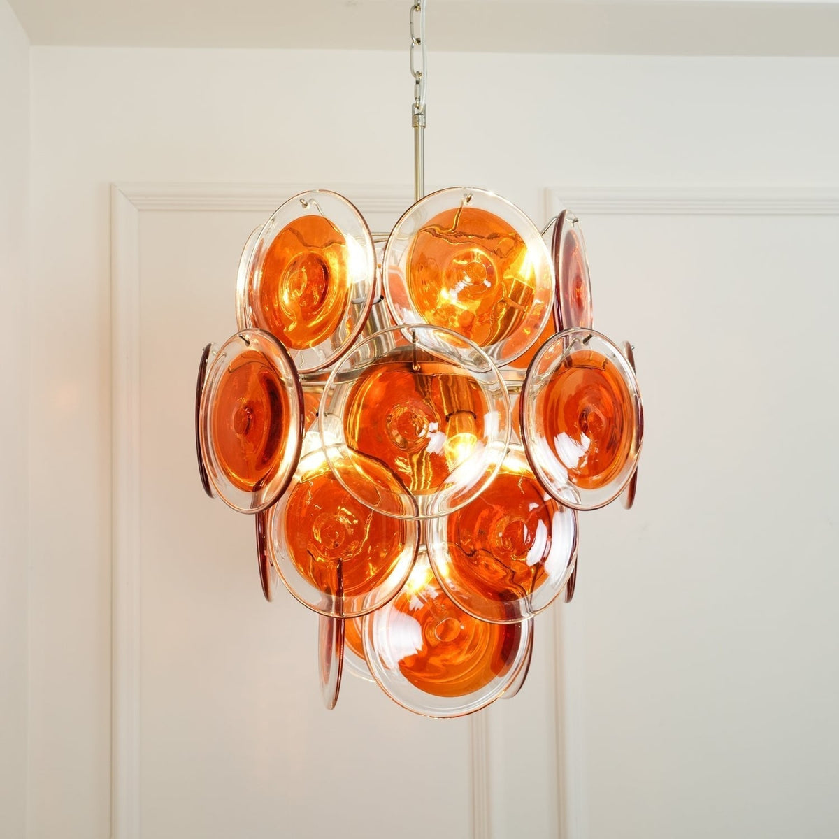 Eiroora Chandelier Murano Orange Glass