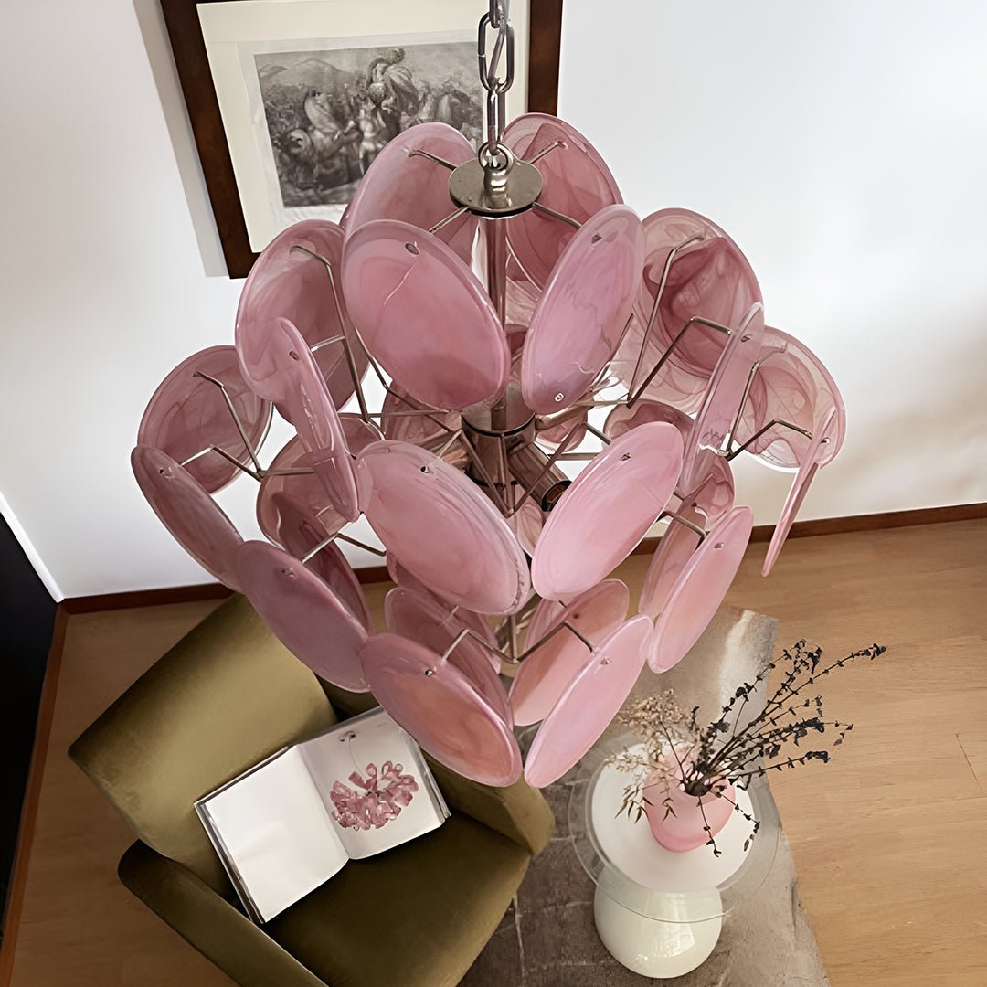 Rivivian Chandelier Pink Disc Layered Artistic