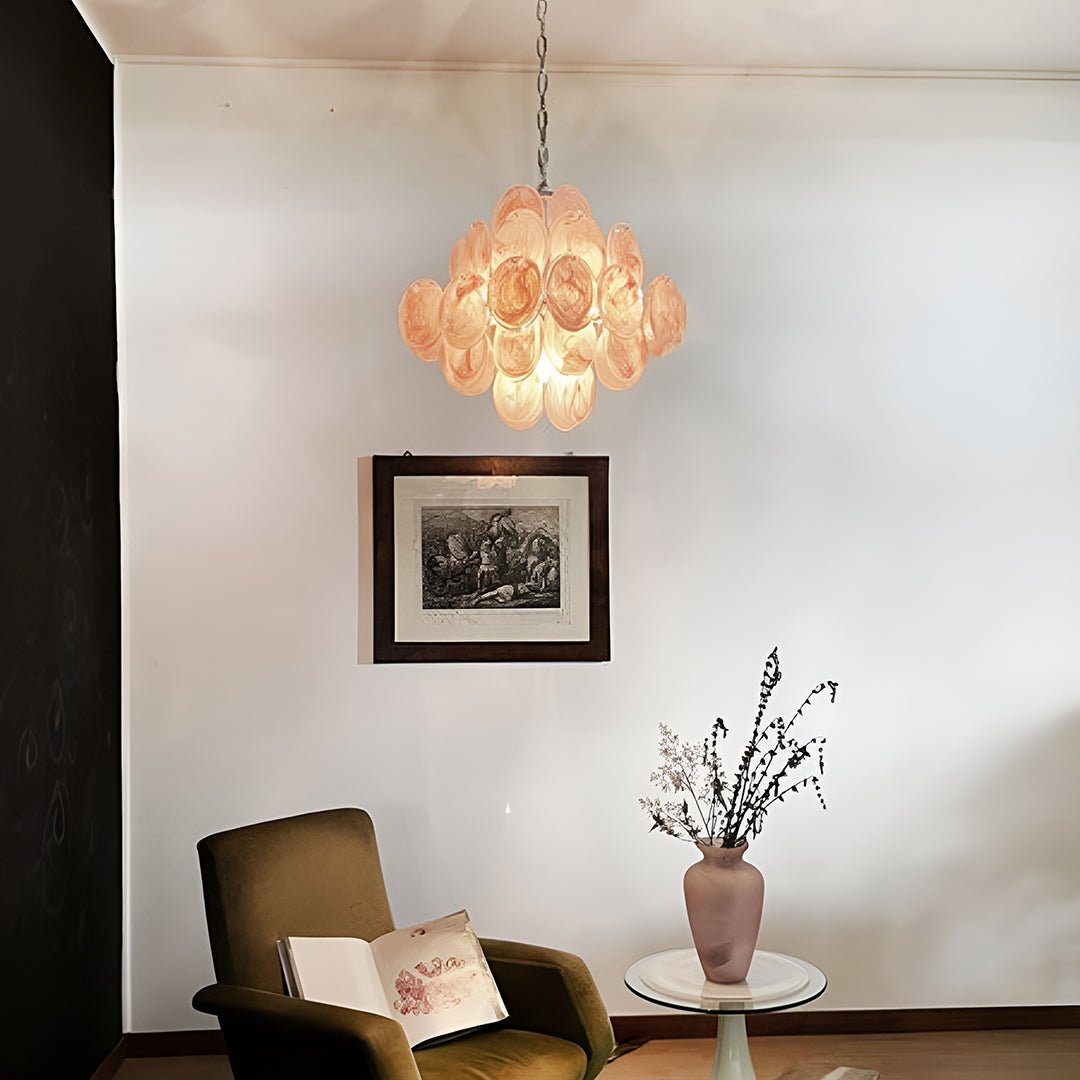 Rivivian Chandelier Pink Disc Layered Artistic