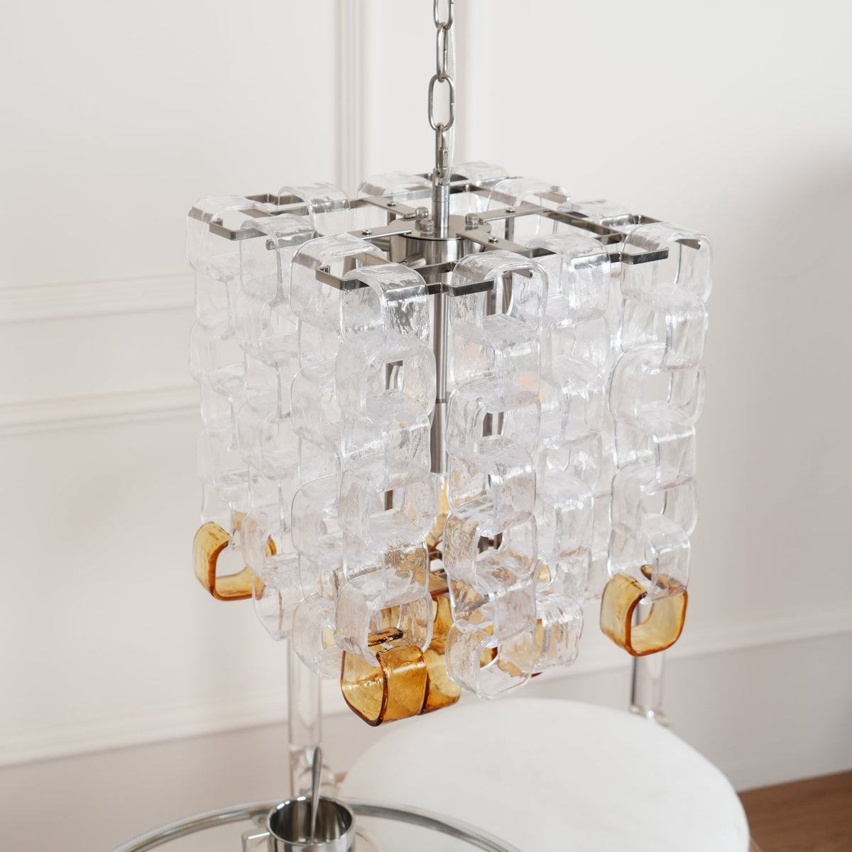 Orielis Chandelier Murano Glass Interlocking Geometric