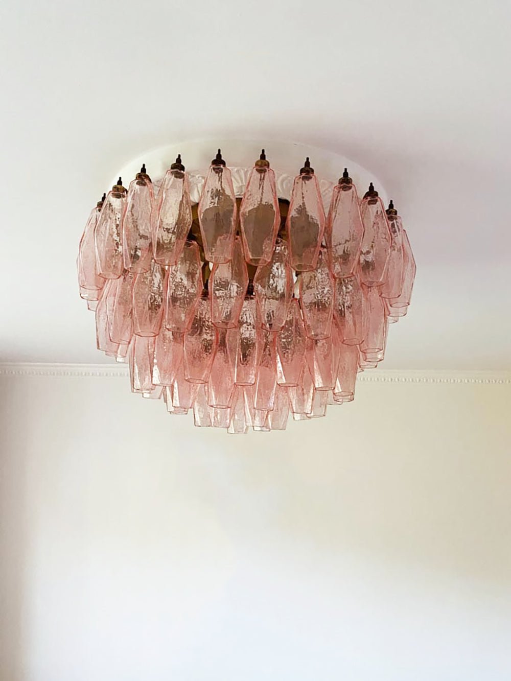 Evix Ceiling Lamp Pink Rhombus Glass Layered Vintage Elegance