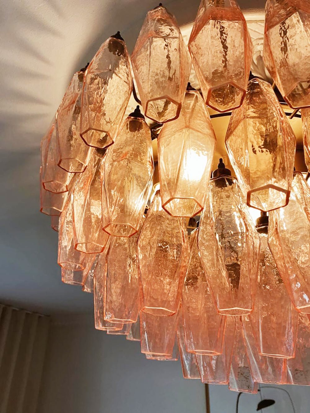 Evix Ceiling Lamp Pink Rhombus Glass Layered Vintage Elegance