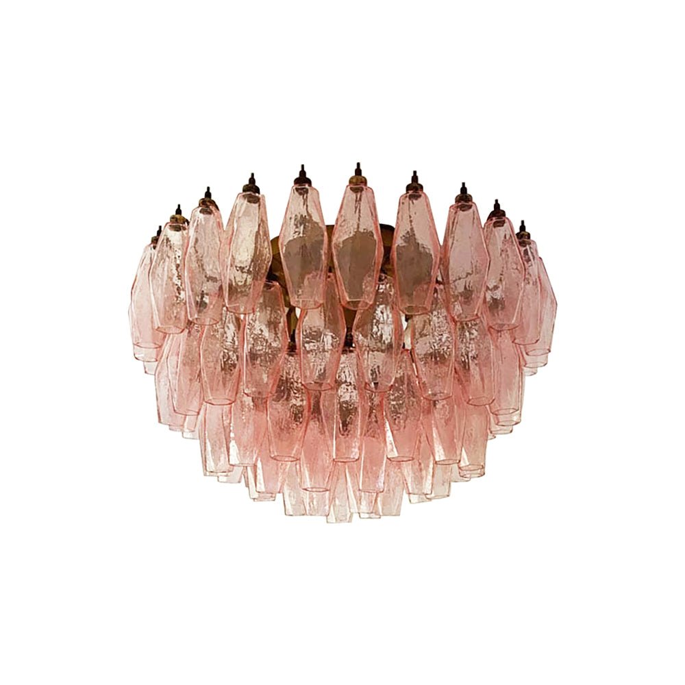 Evix Ceiling Lamp Pink Rhombus Glass Layered Vintage Elegance