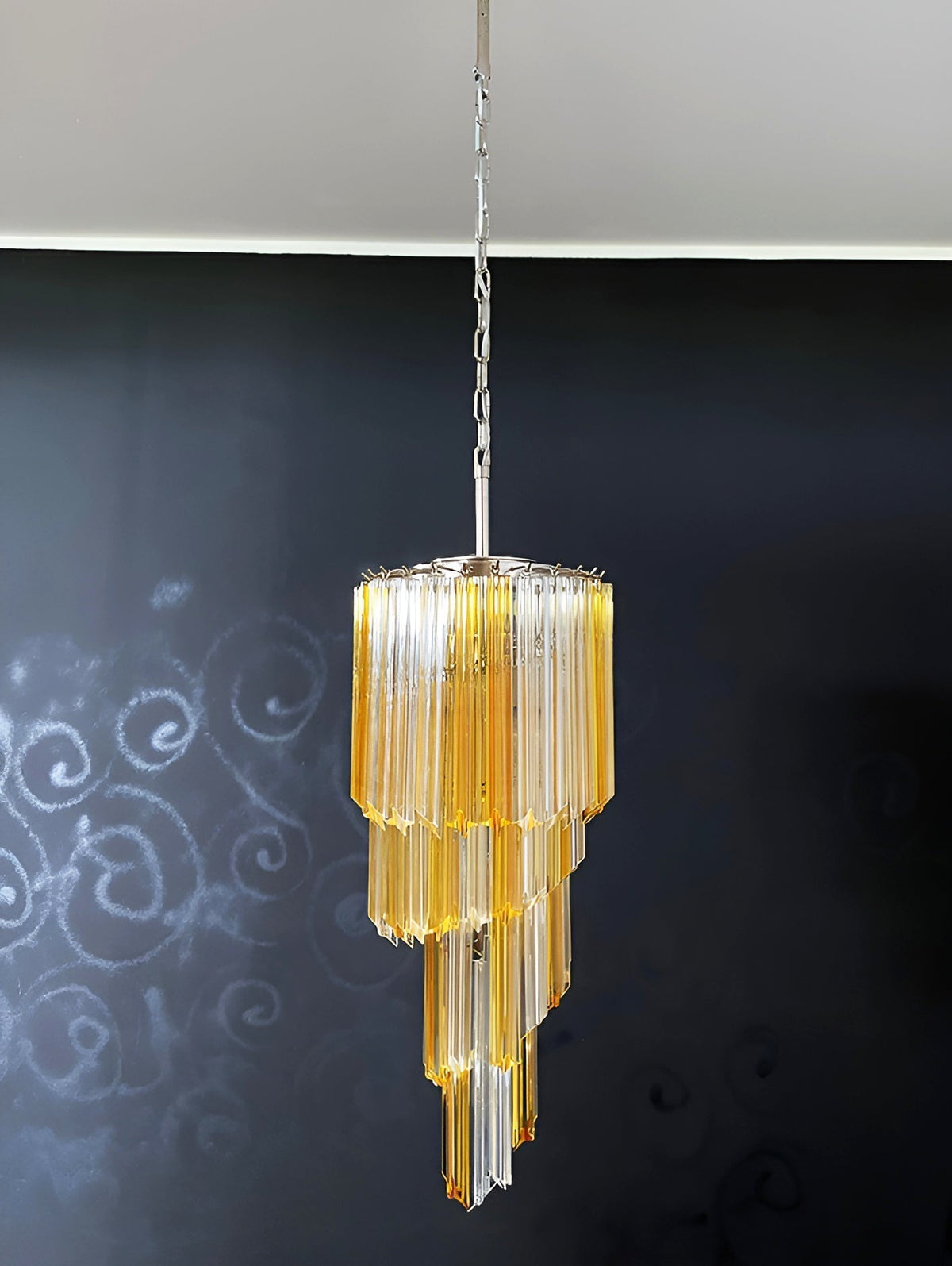 Reninelle Chandelier Spiral Pink Prism Tiered