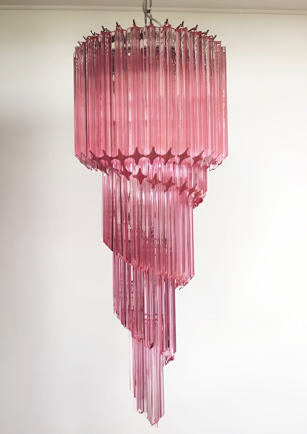 Reninelle Chandelier Spiral Pink Prism Tiered