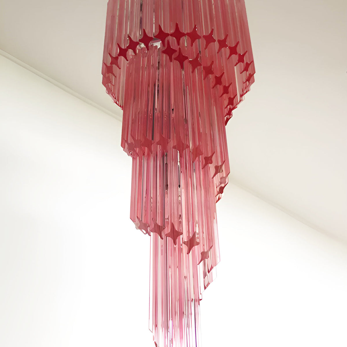 Reninelle Chandelier Spiral Pink Prism Tiered