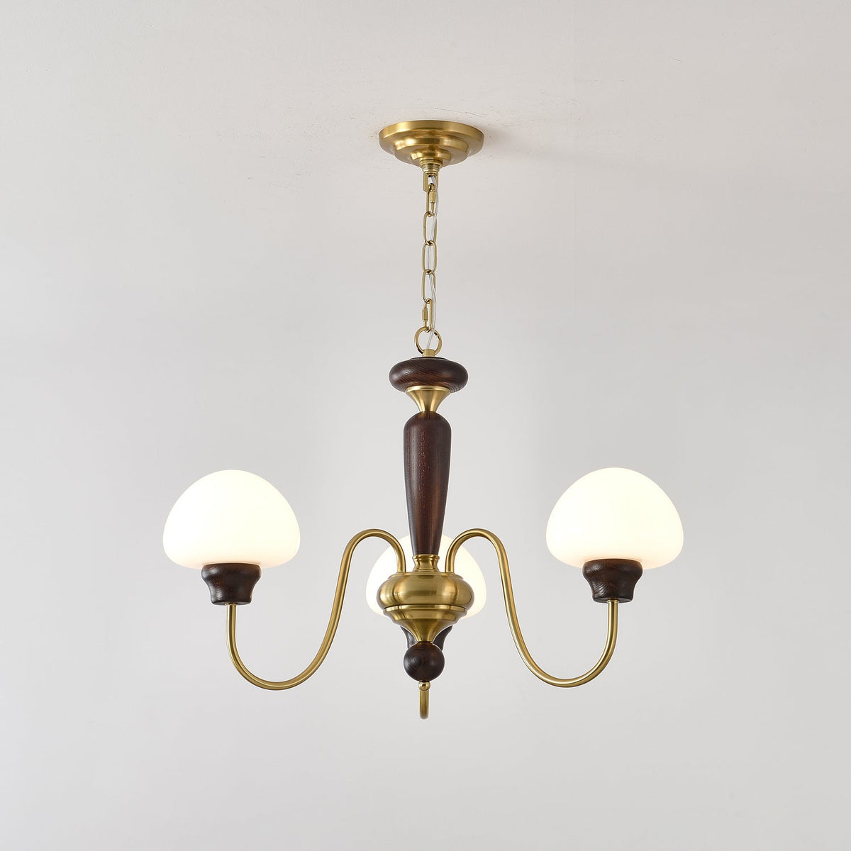 Rinivelle Chandelier Brass Wood Mushroom Classic