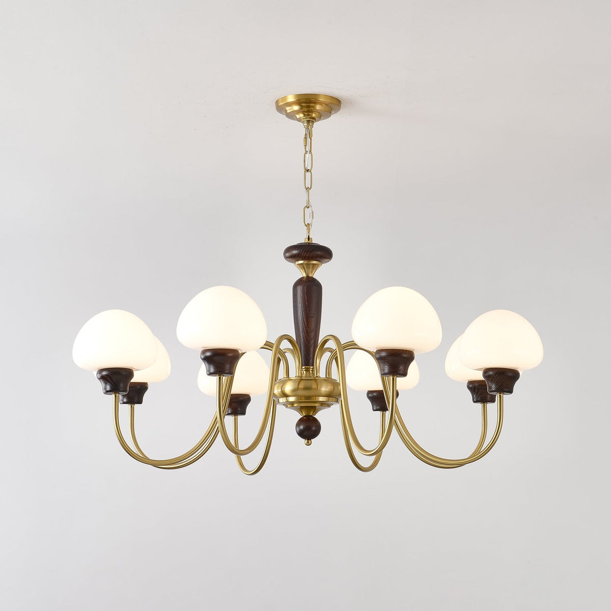 Rinivelle Chandelier Brass Wood Mushroom Classic