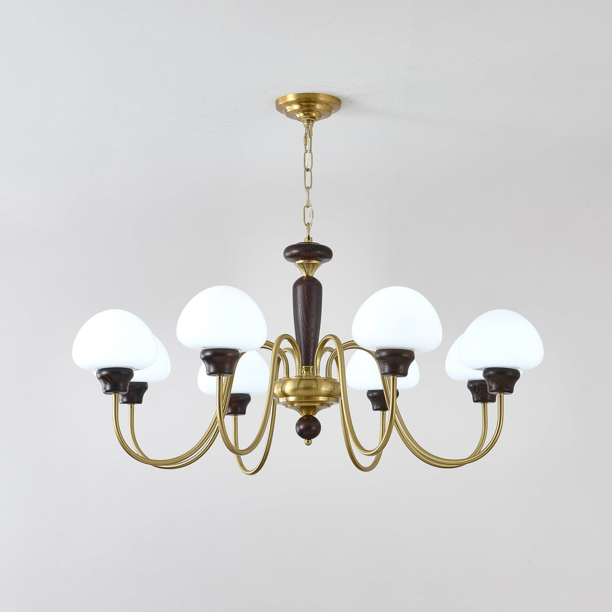 Rinivelle Chandelier Brass Wood Mushroom Classic