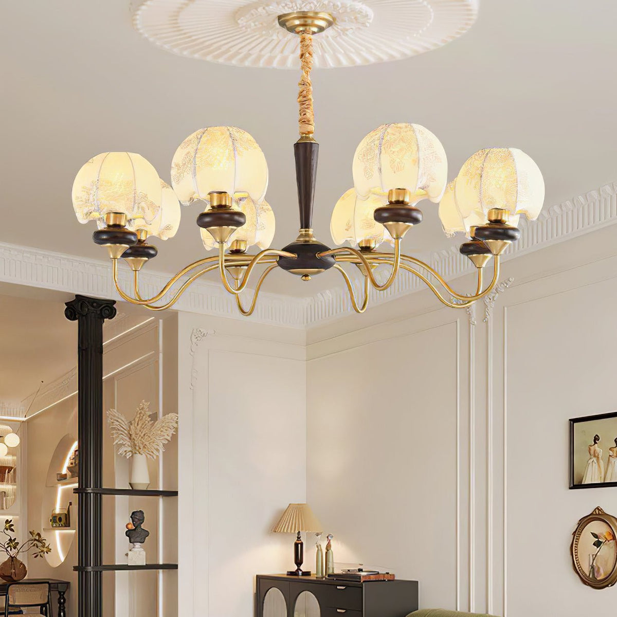 Orchid Vintage Fabric Chandelier
