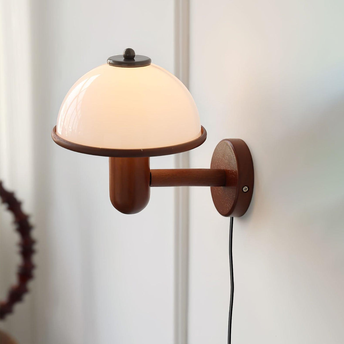 Rinerise Wall Lamp Mushroom Wood Oak