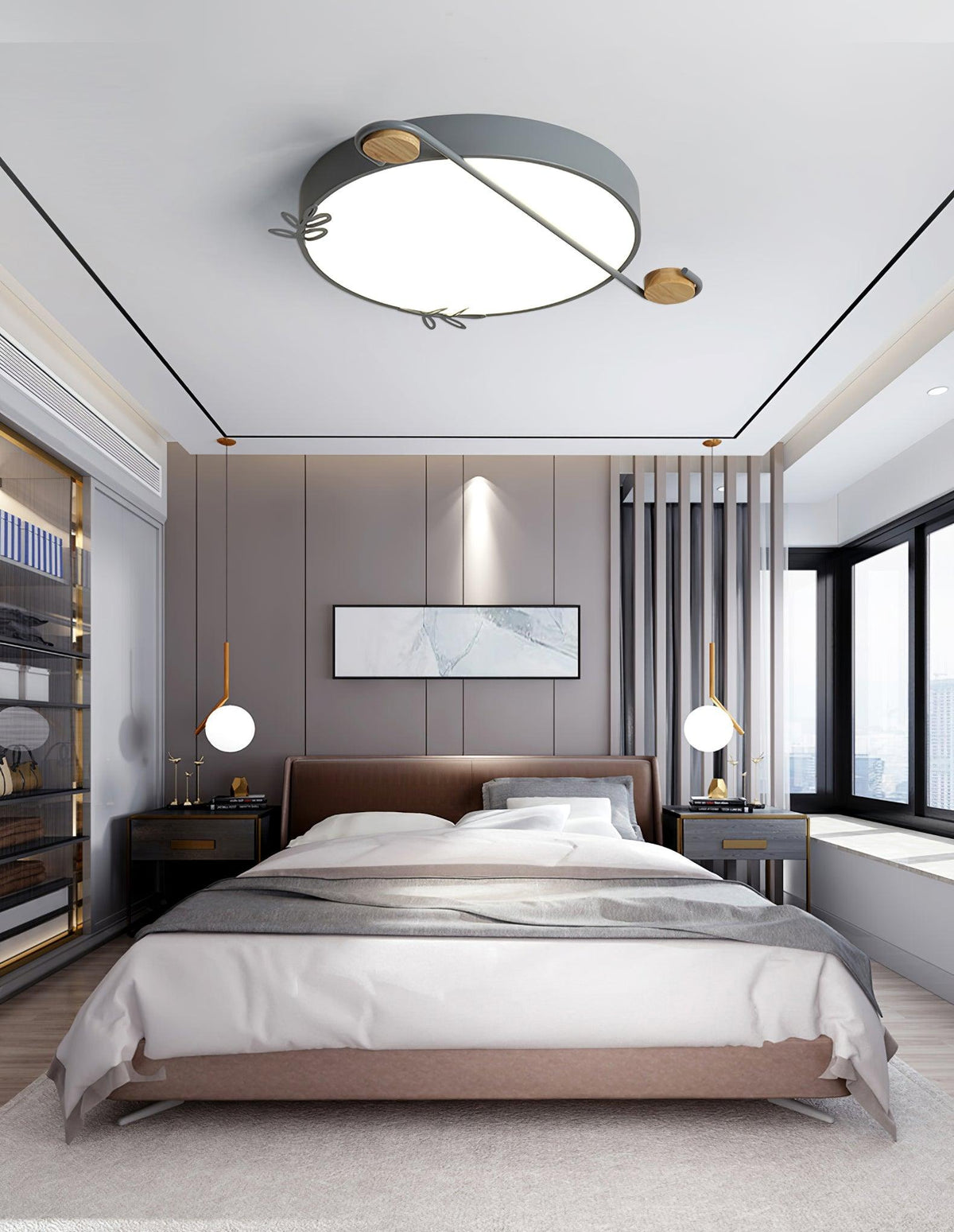 Evzorira Musical Note Art Round Ceiling Lamp