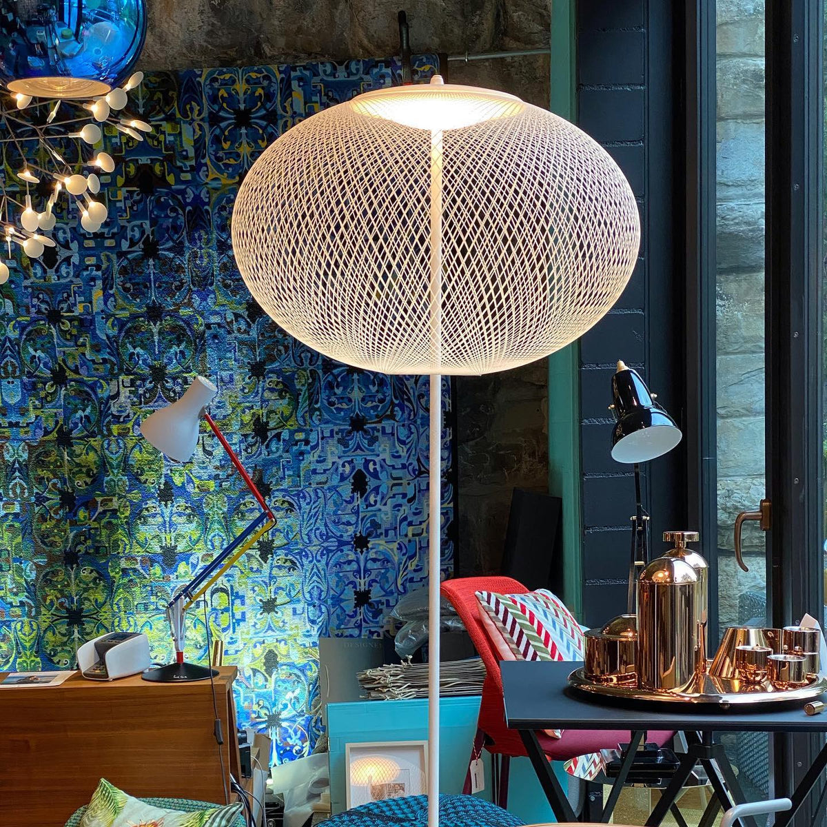 Ilsolyre Industrial Mesh Floor Lamp