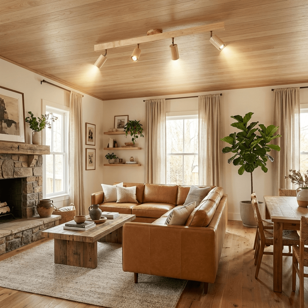 Dako Wood Beam Spotlight Flush Mount Ceiling Light