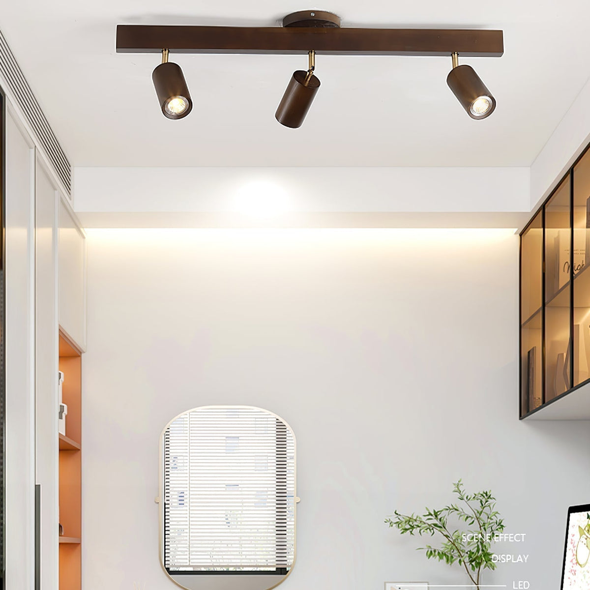 Nola Ceiling Lamp Natural Wood Beam with Spotlight