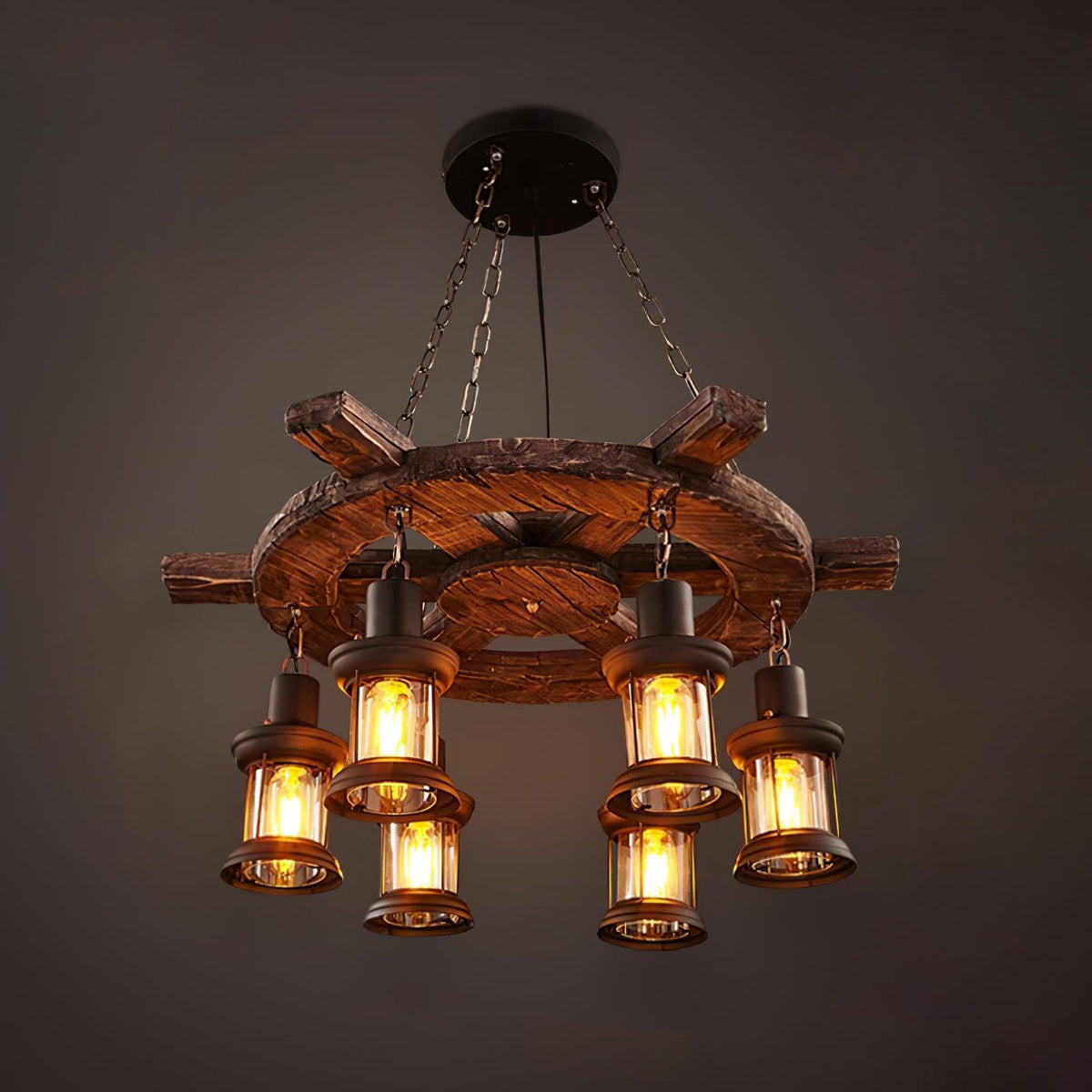 Aurzorir Vintage Wood Chandelier