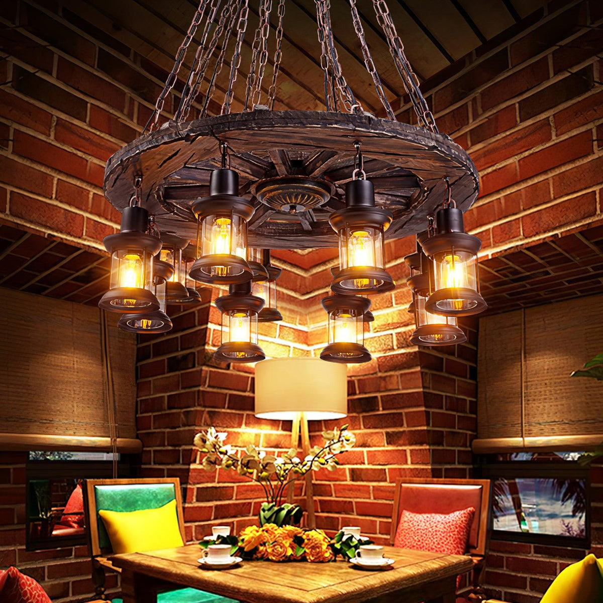 Aurzorir Vintage Wood Chandelier