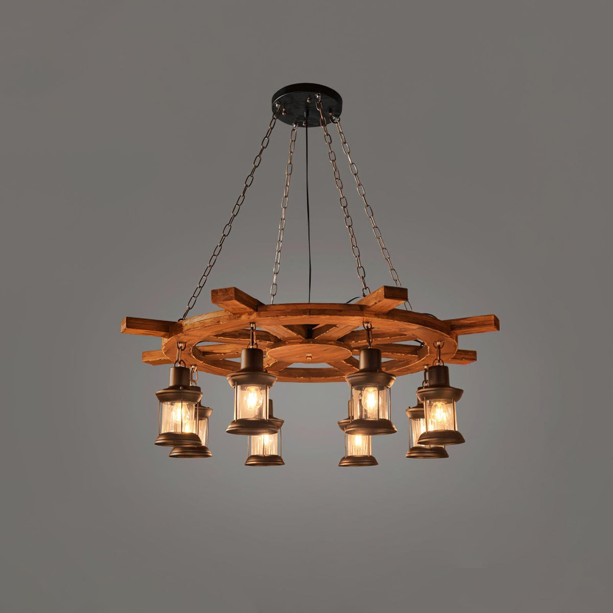 Aurzorir Vintage Wood Chandelier