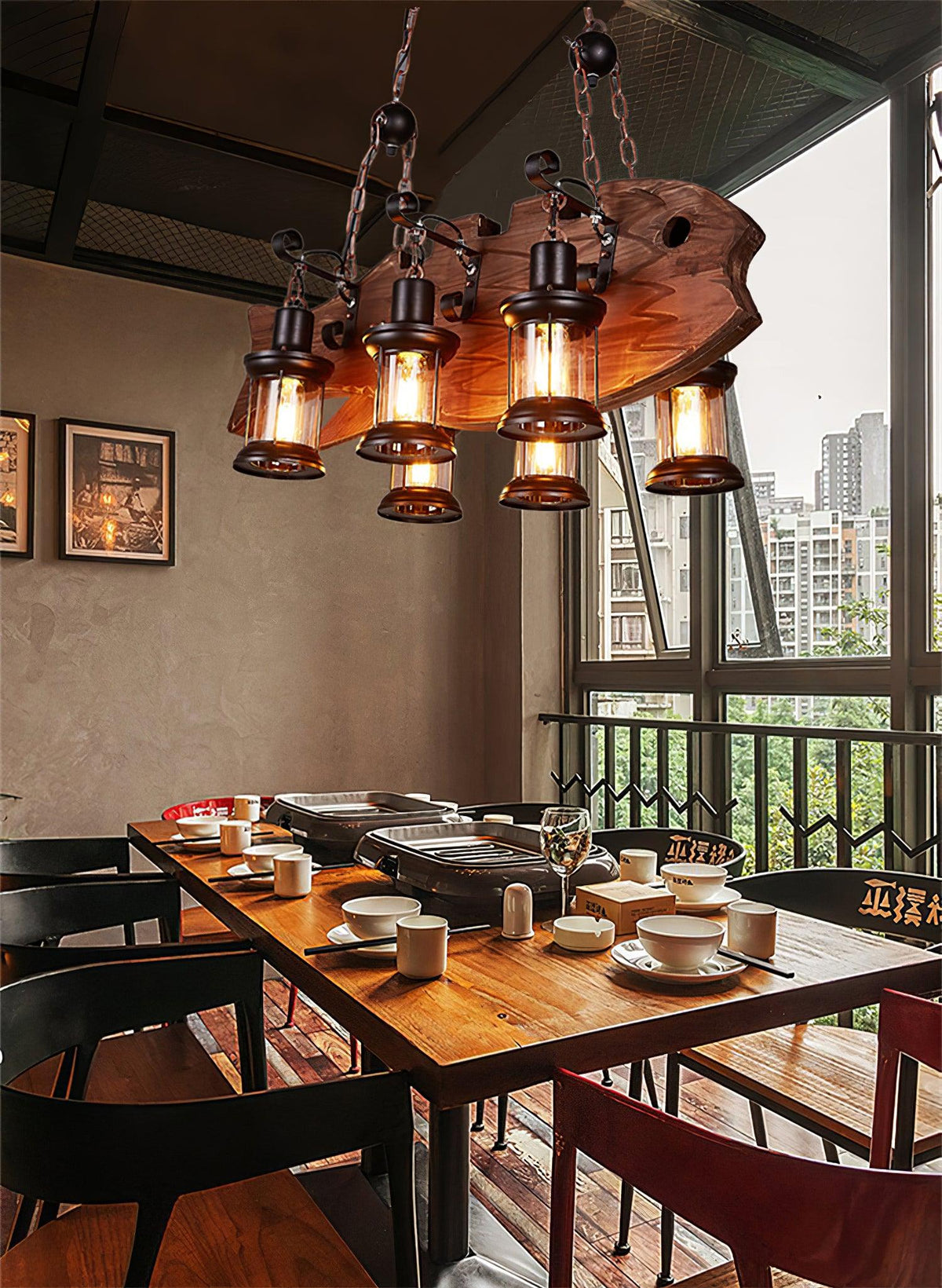 Aurzorir Vintage Wood Chandelier